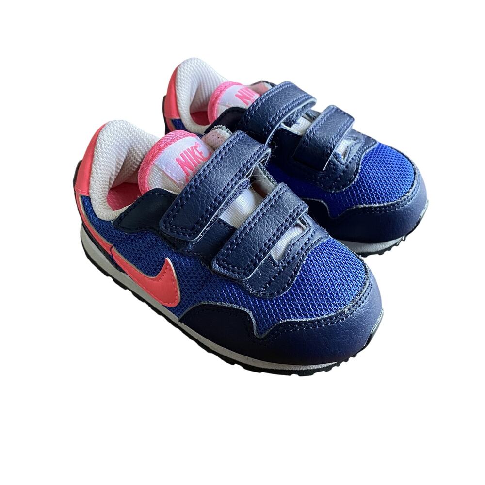 Nike Metro Plus Blue Pink 2 Strap Sneakers Easy Slip On Shoes Toddler Size 6C